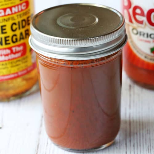 Carolina BBQ sauce in a glass jar.