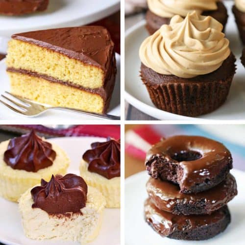 A collage of four keto desserts.