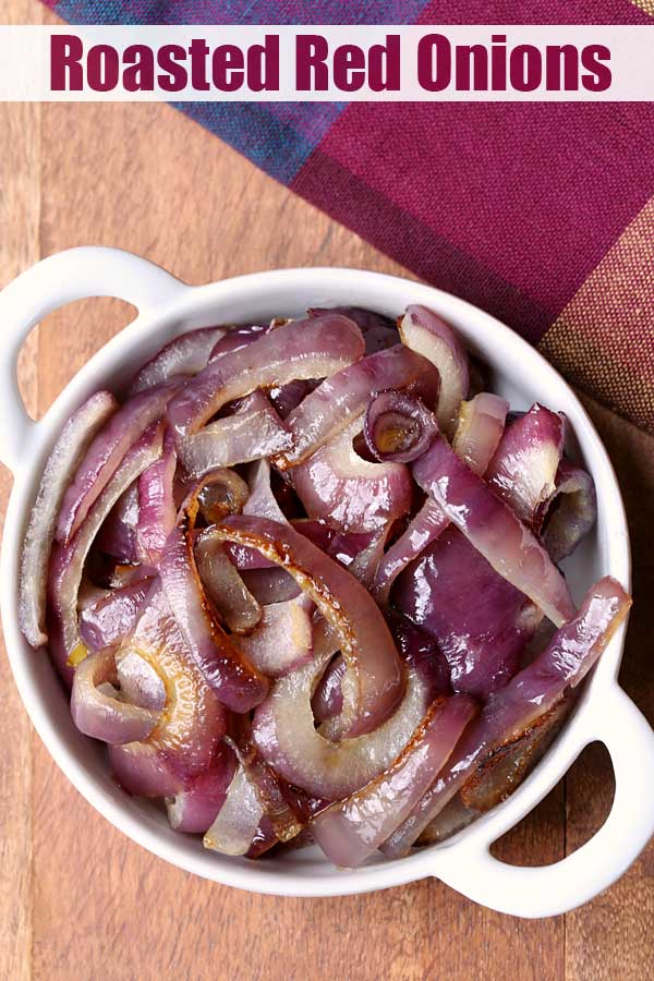 Roasted Red Onions served in a bowl