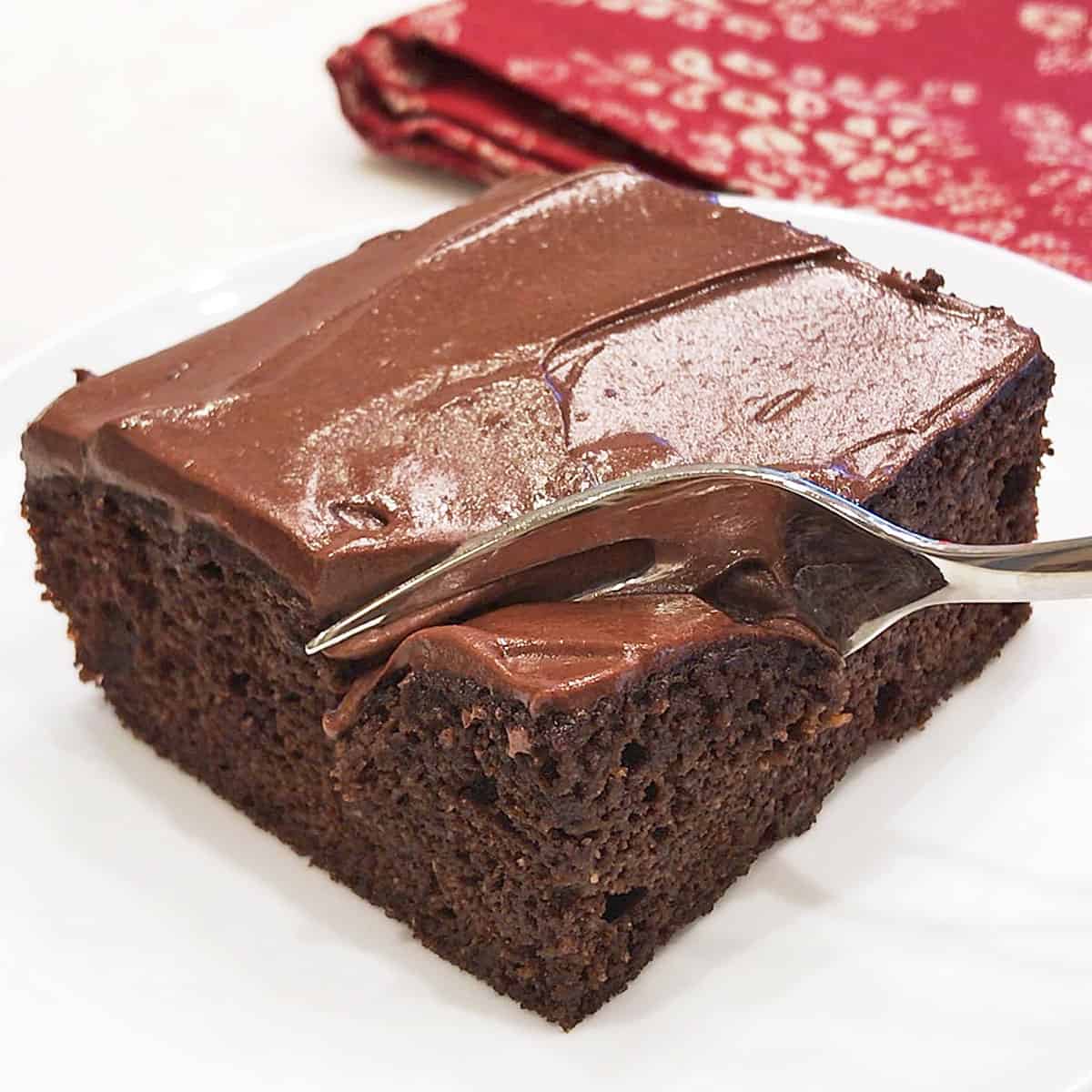 A slice of keto chocolate cake. 