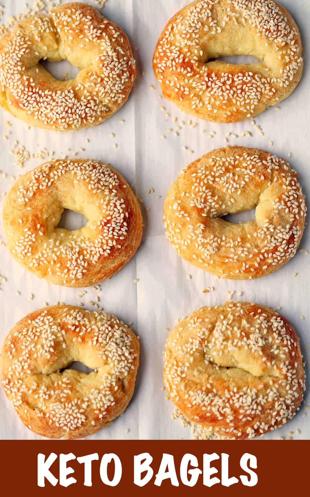 Low-carb bagels topped with sesame seeds.