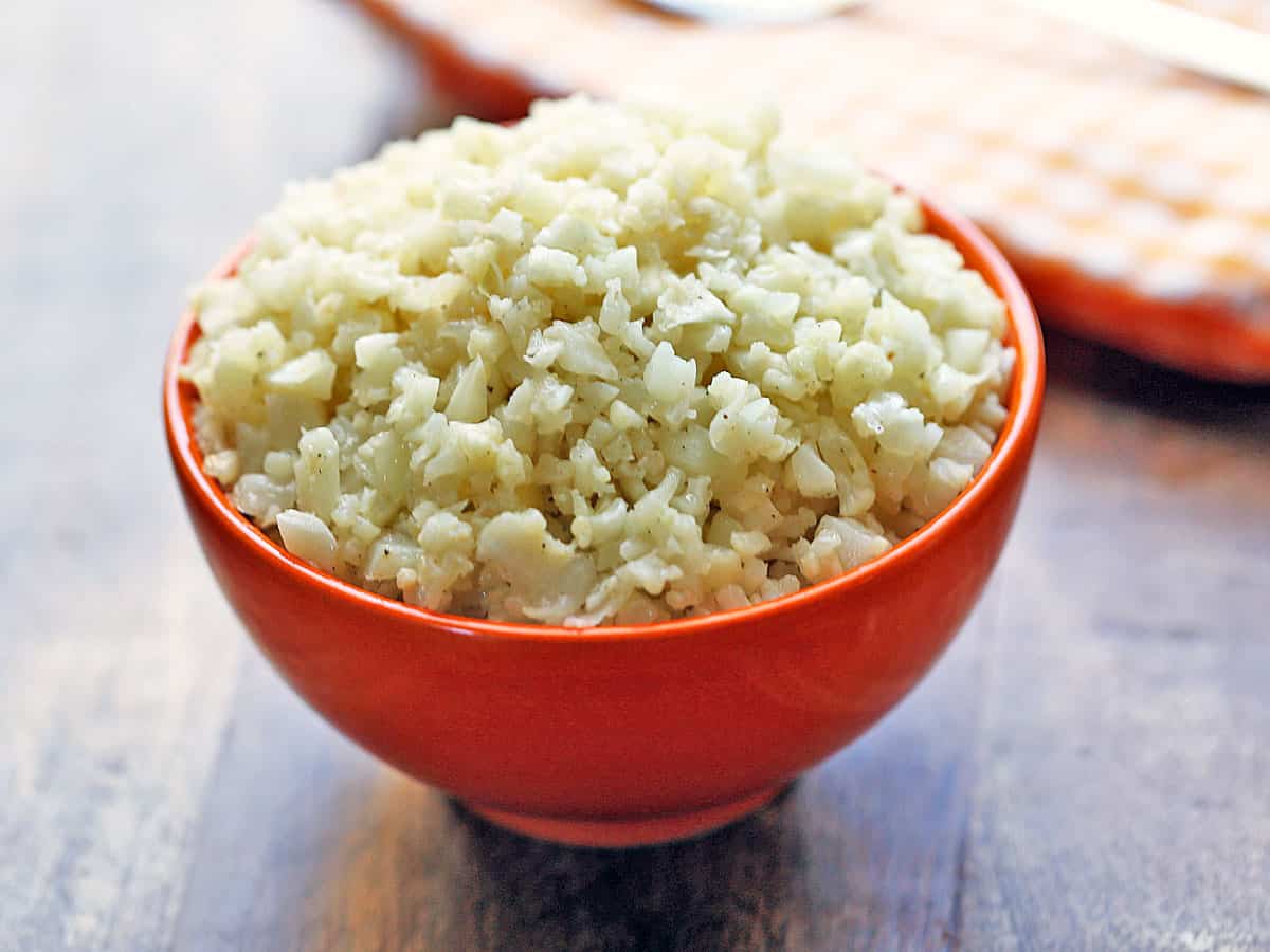 Cauliflower Rice served in a bowl.