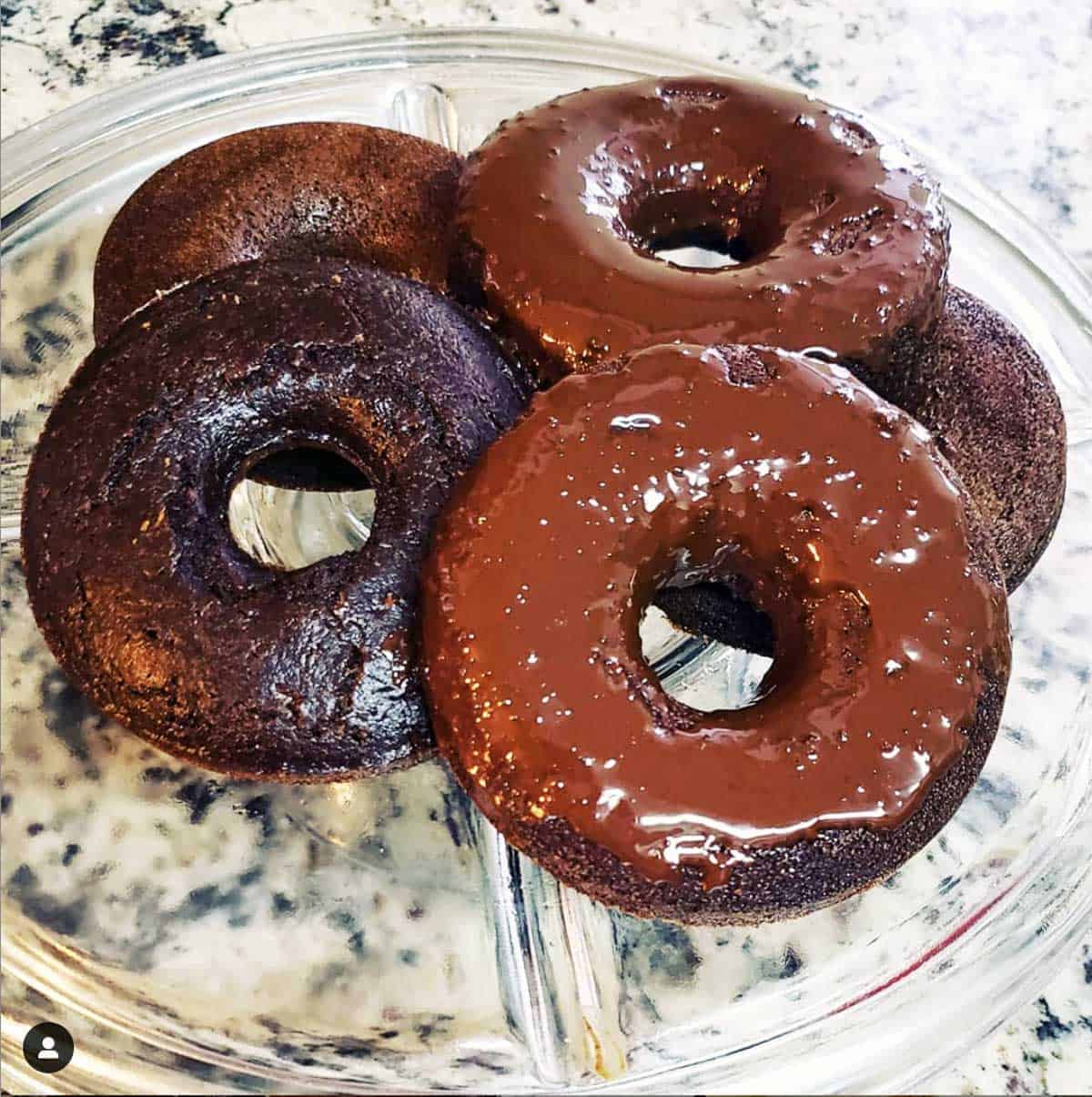 Keto donuts with a chocolate glaze. 