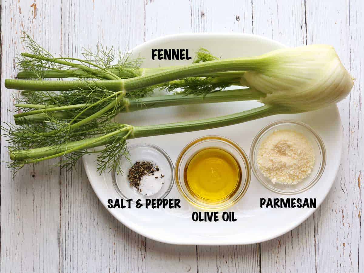 The ingredients needed to make oven-roasted fennel. 