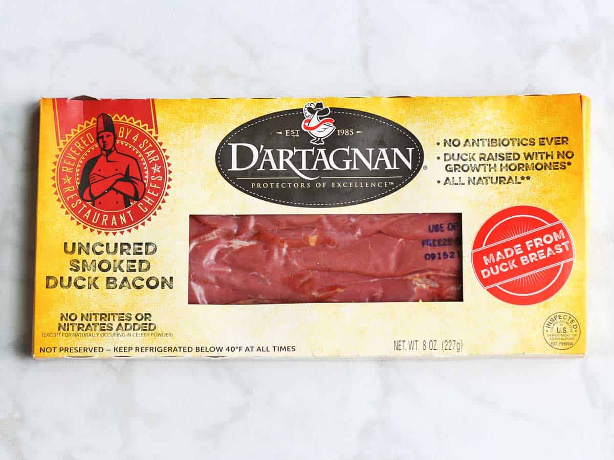 A package of duck bacon. 
