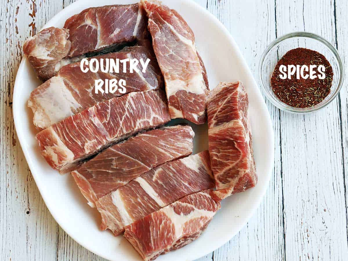 The ingredients needed to make country-style ribs. 