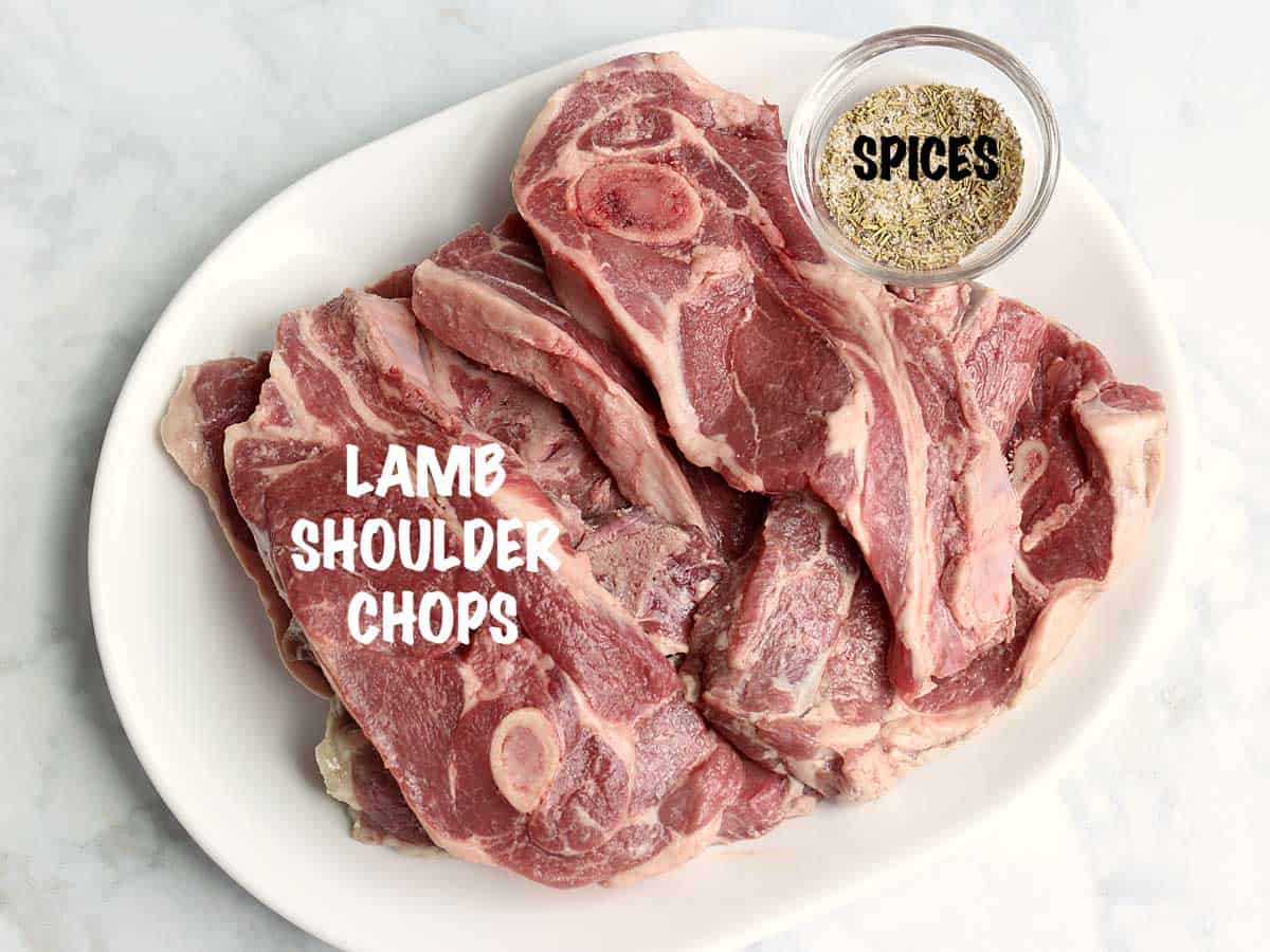 The ingredients needed to make lamb shoulder chops. 