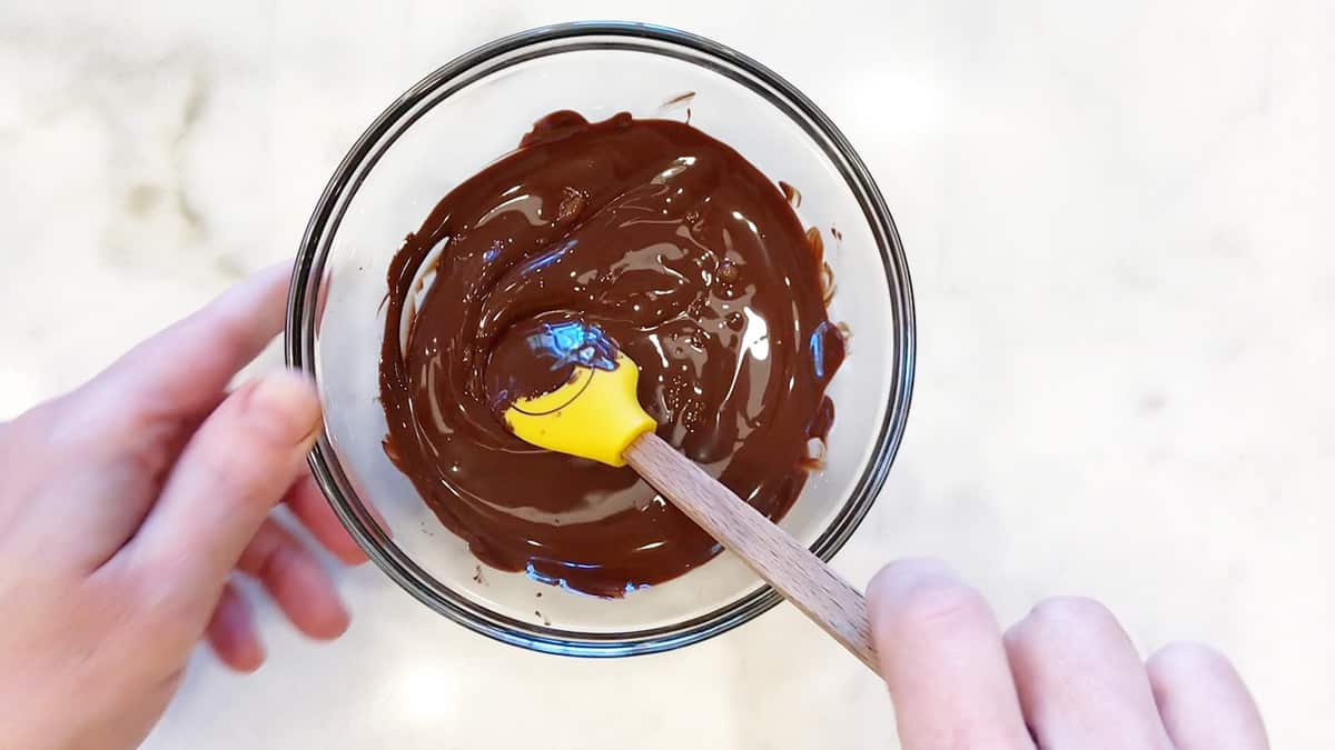 Melt the chocolate chips in a bowl. 