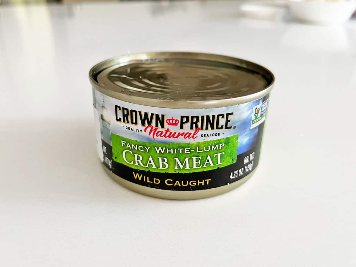 Canned crab meat.