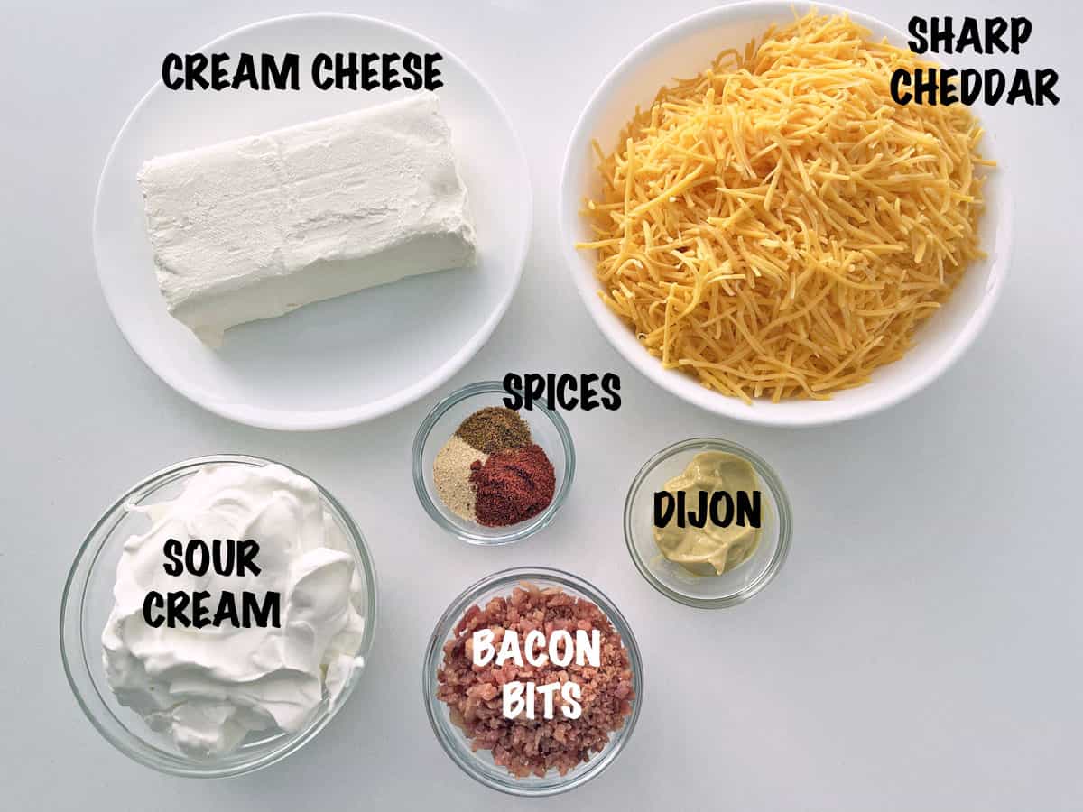 The ingredients needed to make a cream cheese dip. 