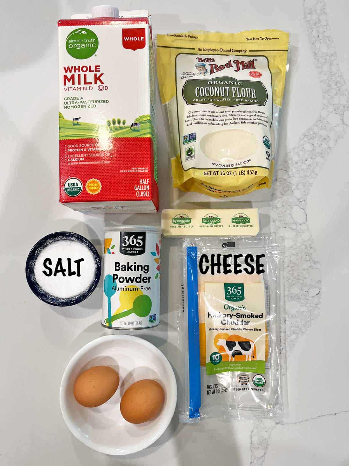 The ingredients needed to make a keto grilled cheese sandwich. 