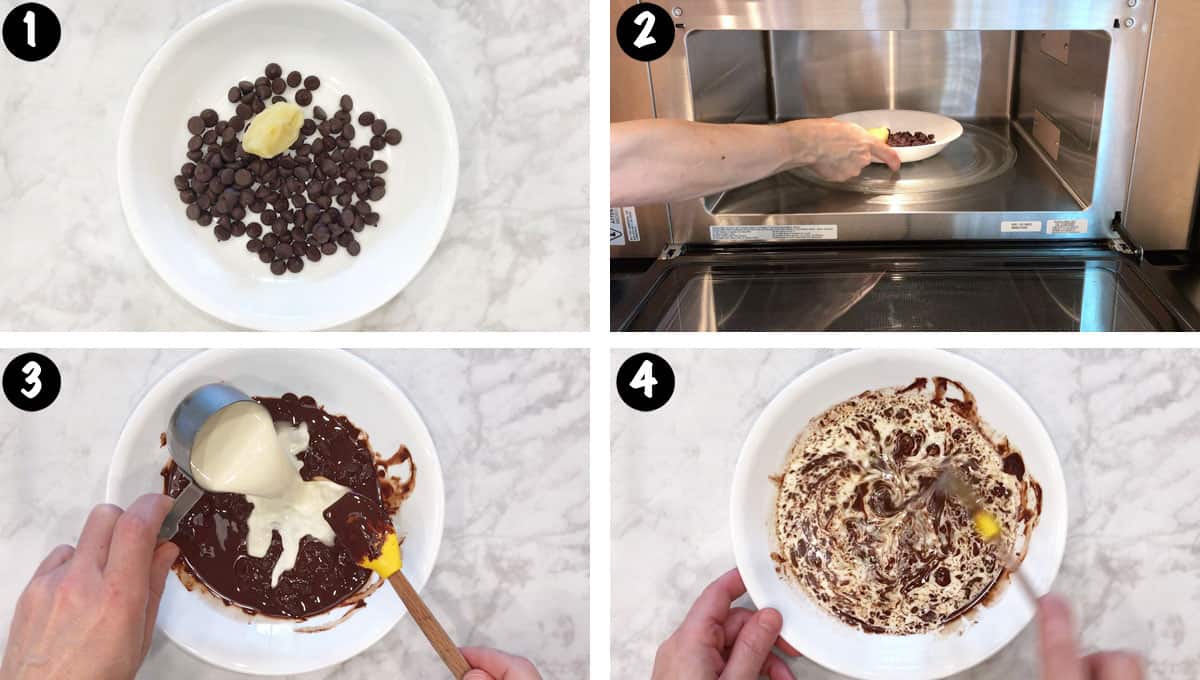 A photo collage showing steps 1-4 for making keto truffles. 