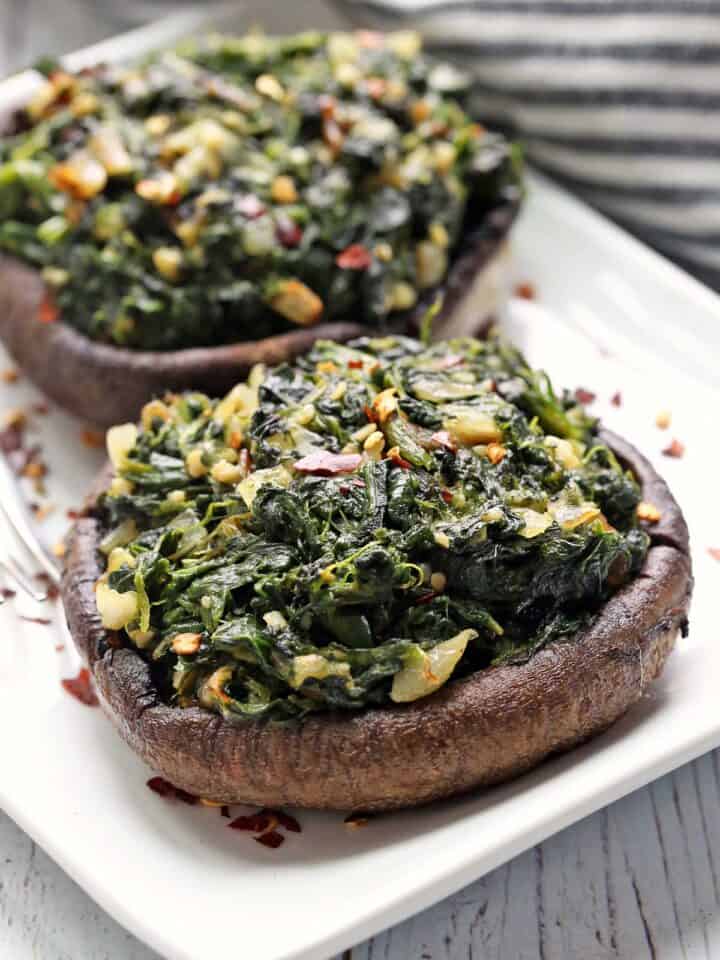 Stuffed Portobello Mushrooms with Spinach and Parmesan - Healthy