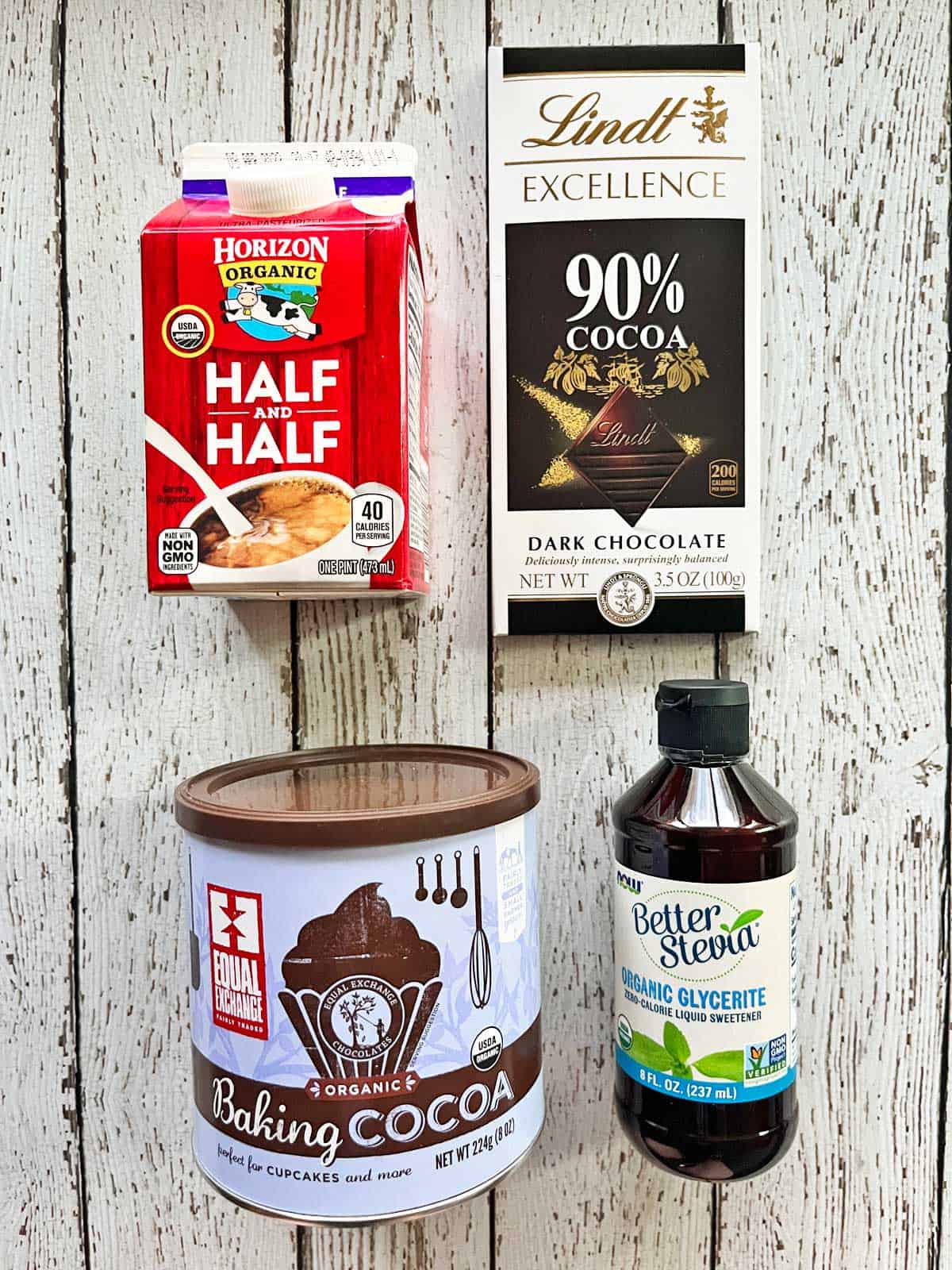 The ingredients needed to make keto hot chocolate. 