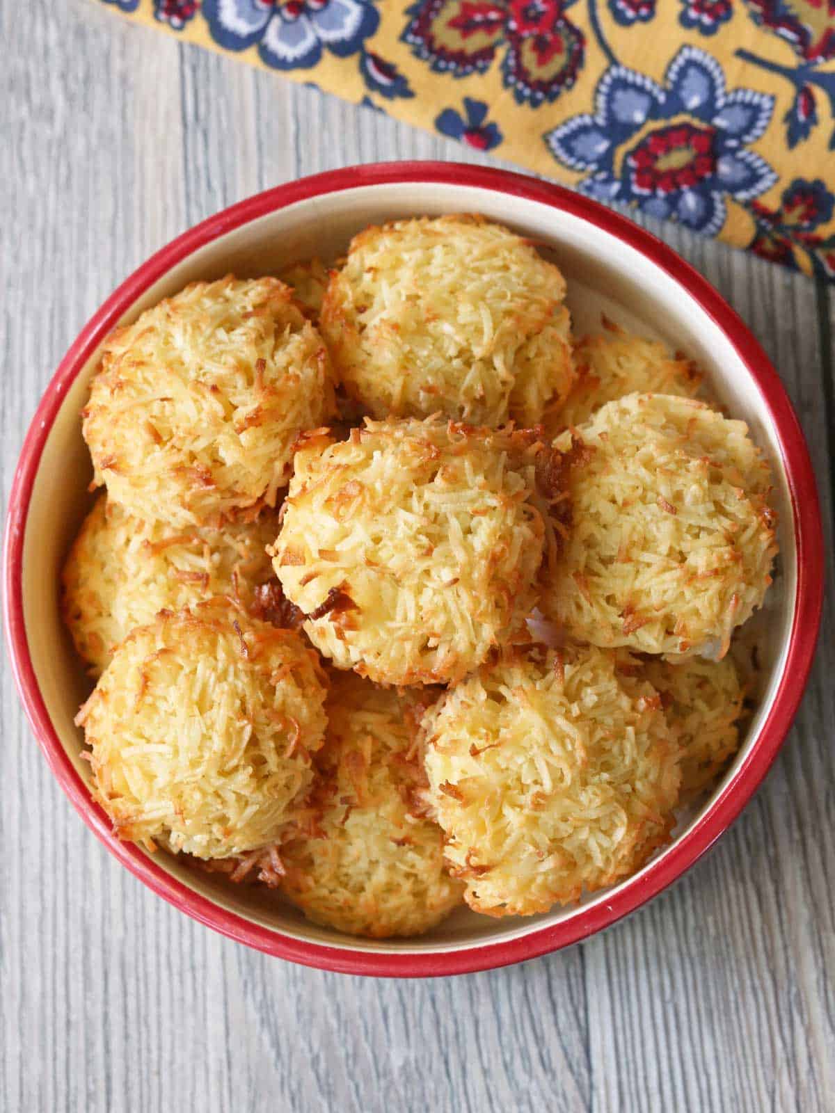 Keto coconut macaroons served in a bowl. 