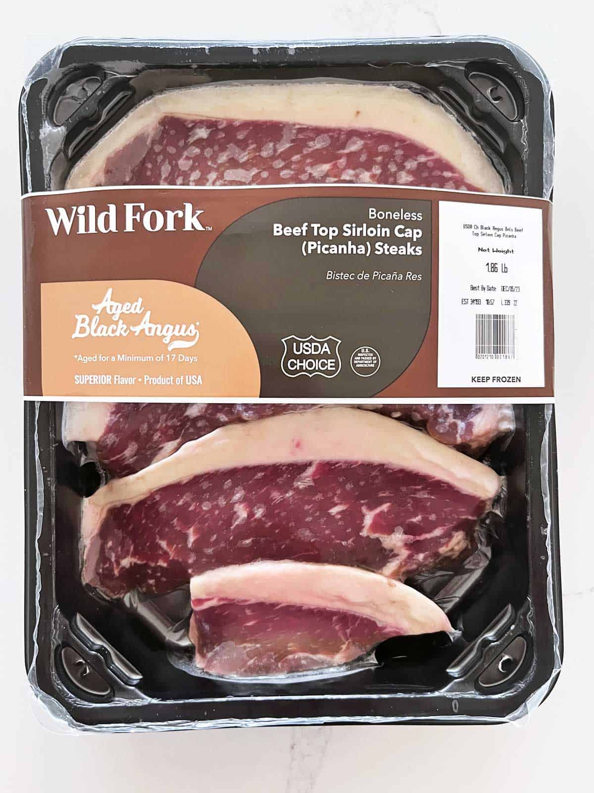 A package of picanha steaks sold at wildforkfoods.com. 