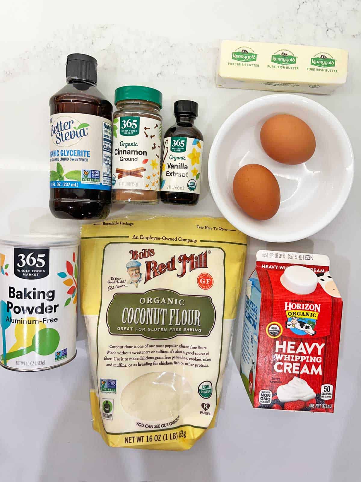 The ingredients needed to make keto French toast. 
