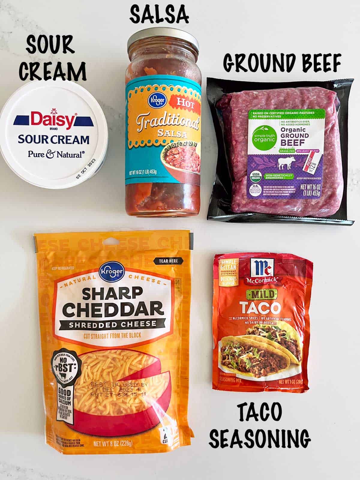 The ingredients needed to make keto tacos. 