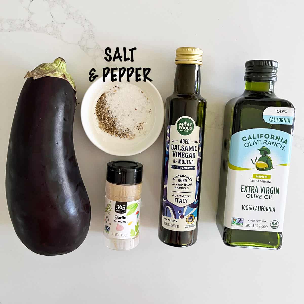 The ingredients needed to grill eggplant. 