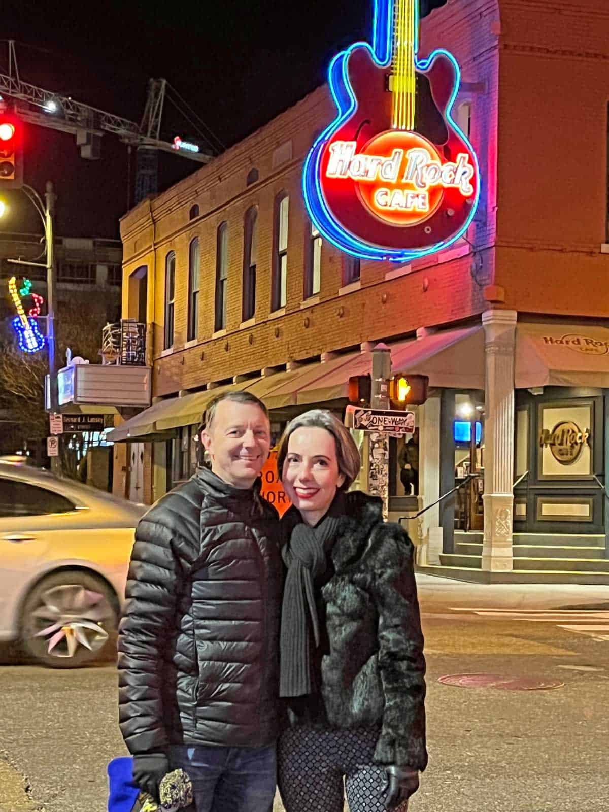 Vered DeLeeuw and her husband in Beale Street, Memphis, Tennessee. 