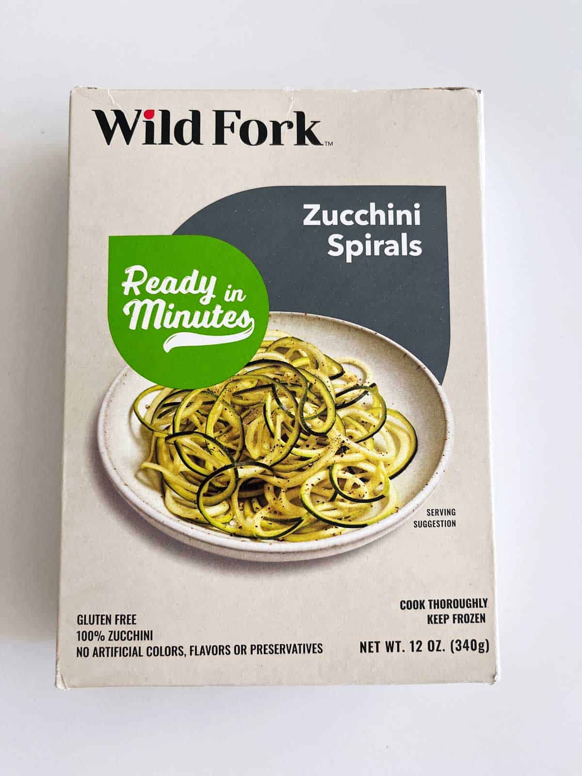 A package of frozen zucchini spirals. 