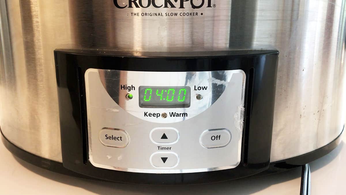Set slow cooker for four hours.