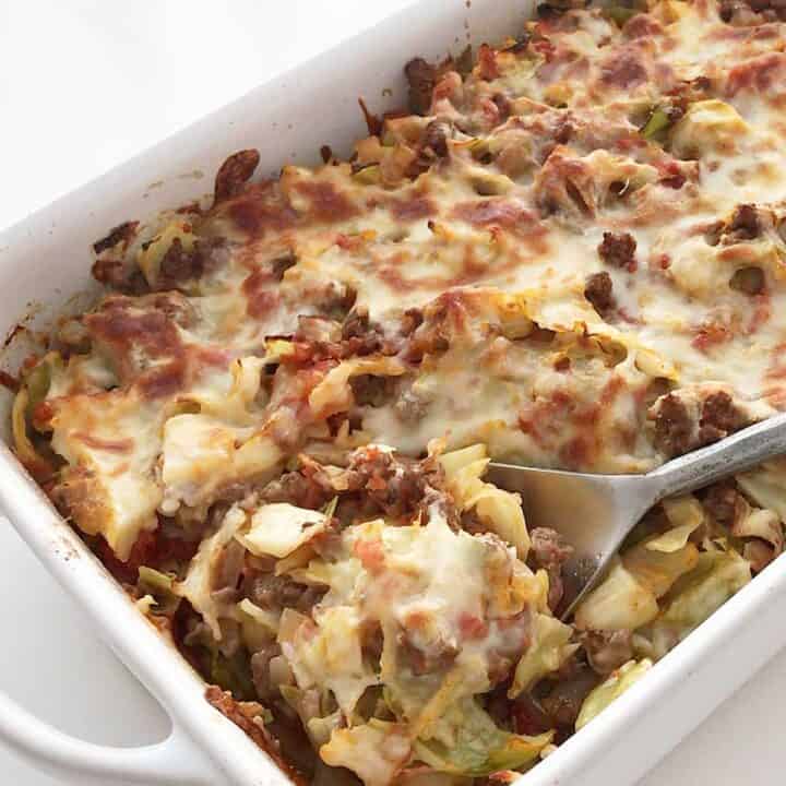 Cabbage casserole is served.