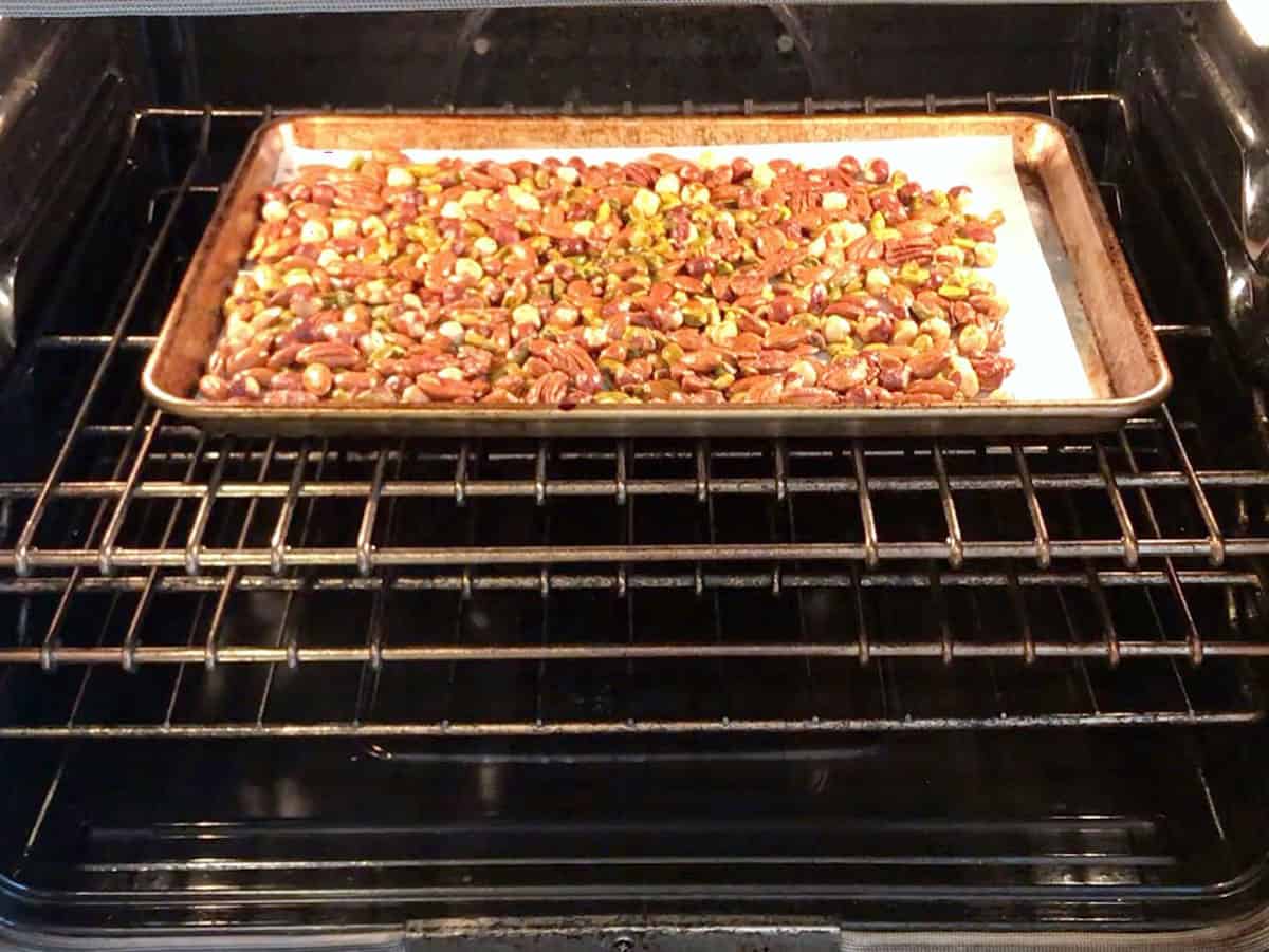 Place the nuts in the oven.
