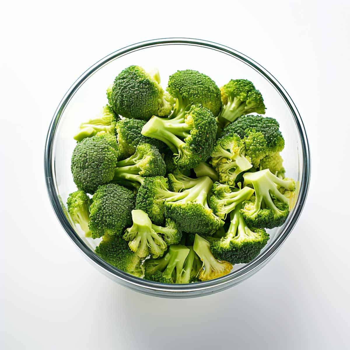 Broccoli florets in a bowl.