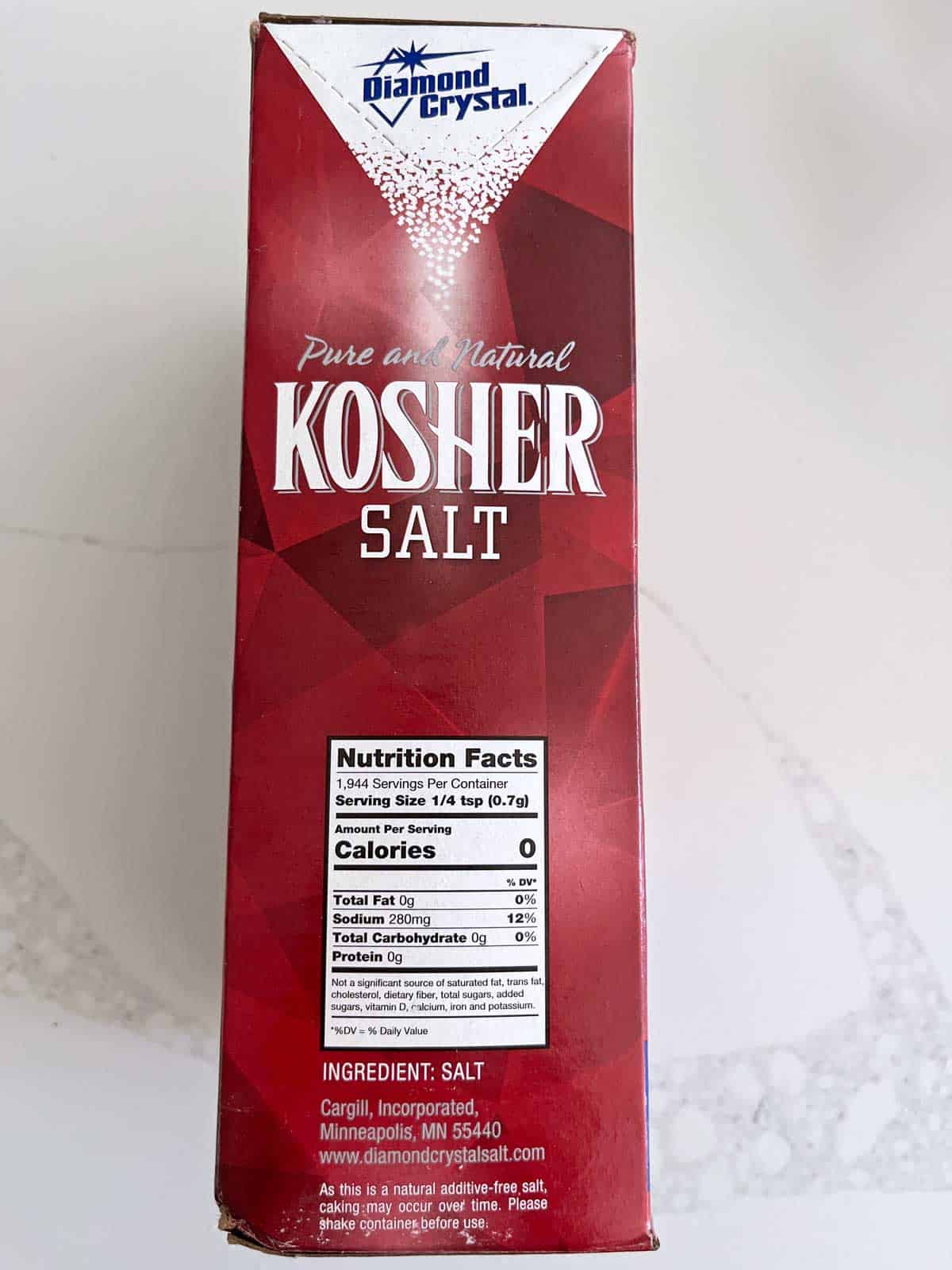 Diamond Crystal Kosher Salt ingredients. 