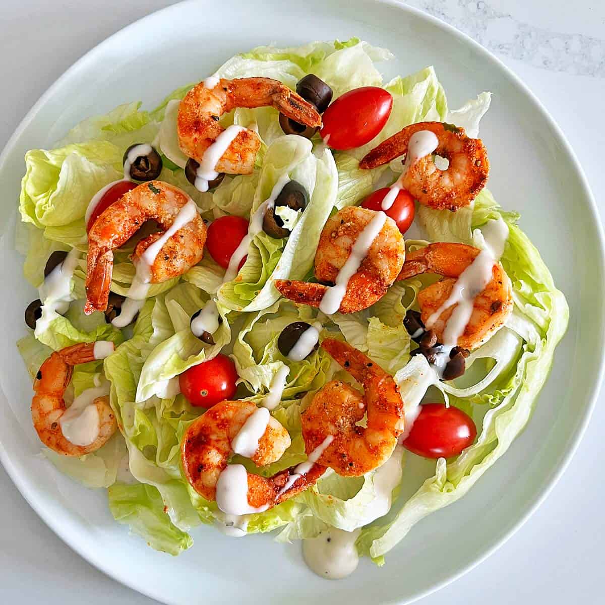 A salad made with leftover grilled shrimp.