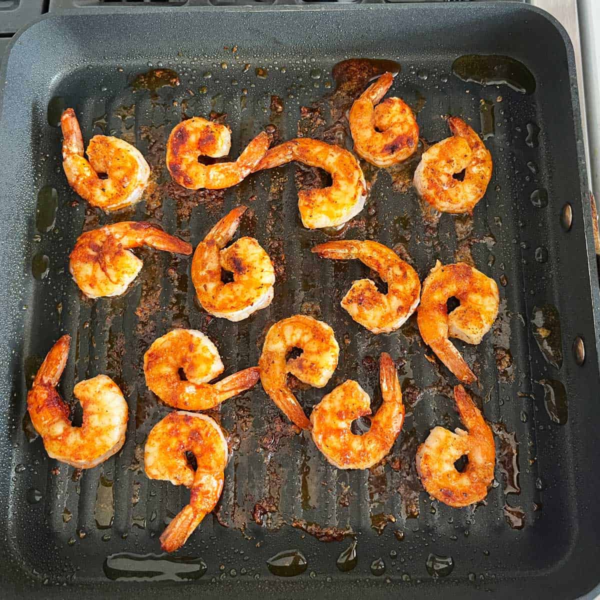 Shrimp in a grill pan.