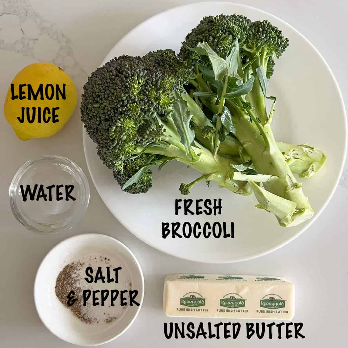 The ingredients needed to make microwave broccoli.