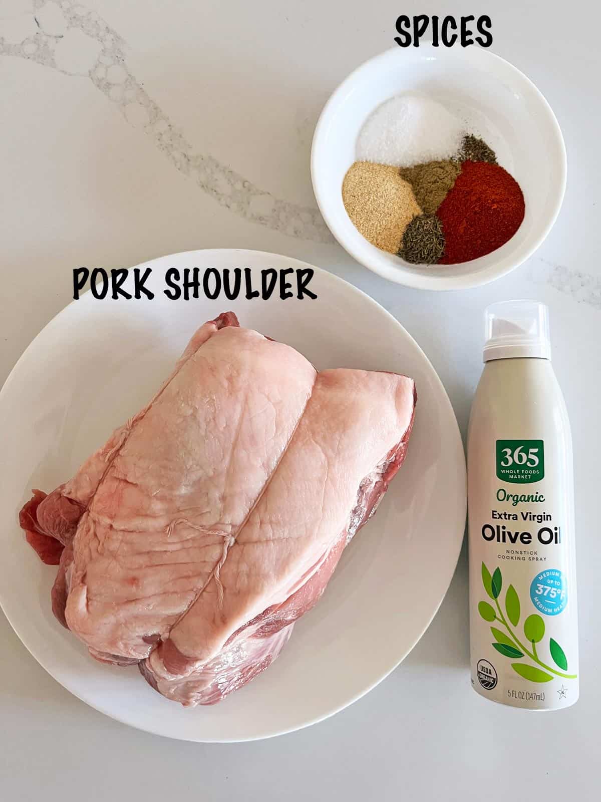 The ingredients needed to make a pork roast.
