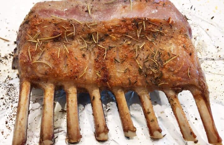 The rack of lamb is ready.