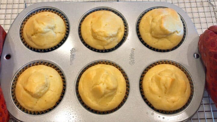 The cupcakes are ready in the pan.