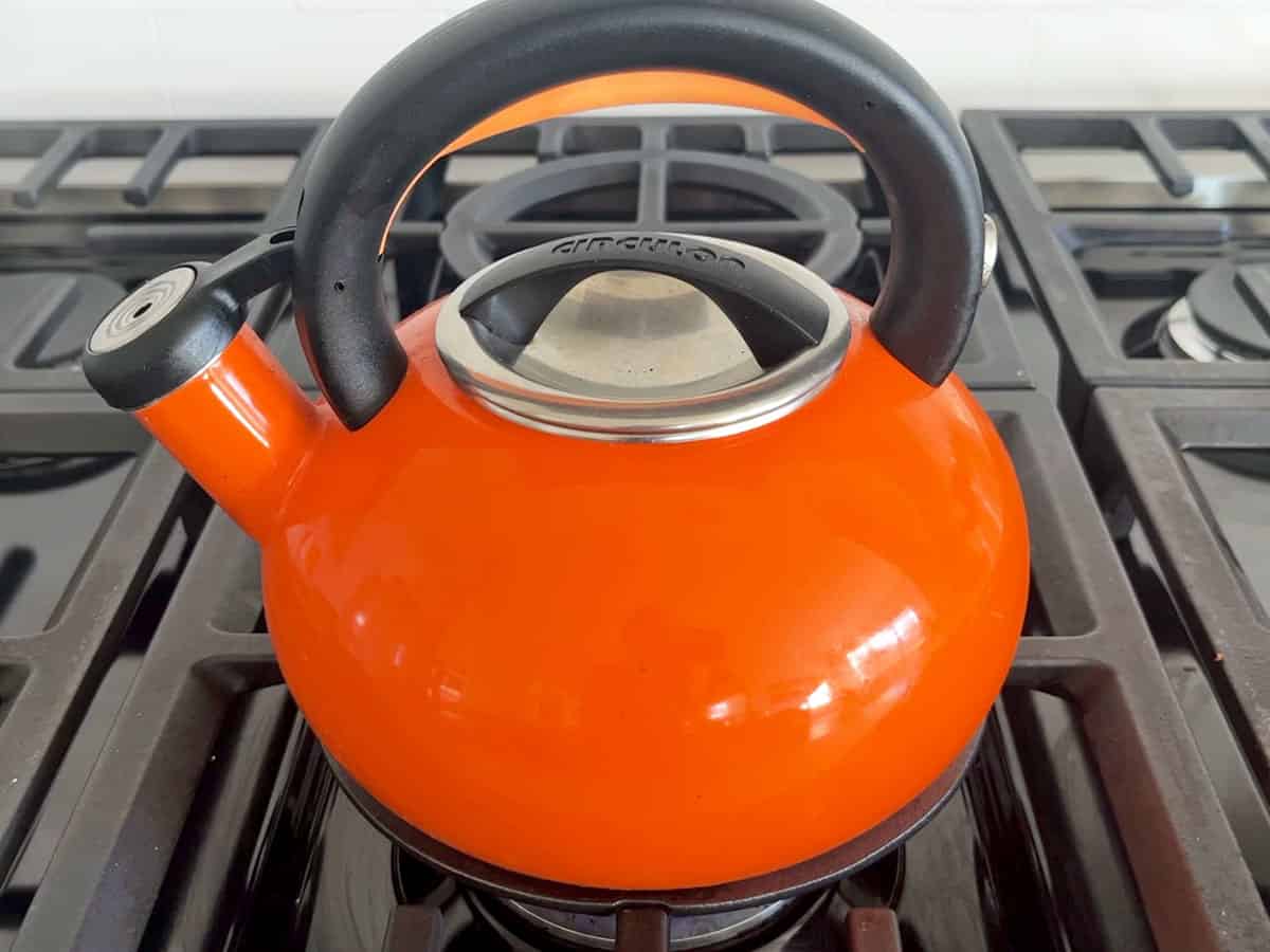 Boiling water in a kettle.