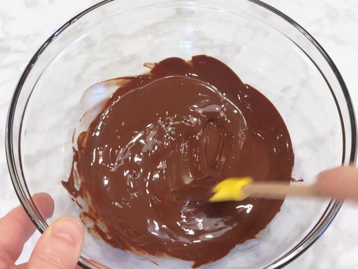 Melting chocolate in a bowl.