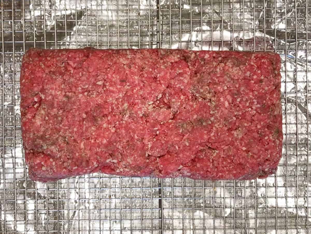 The shaped meatloaf was inverted onto a baking sheet.
