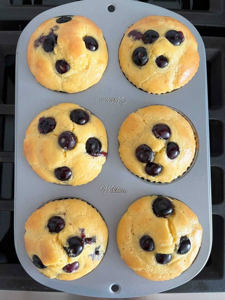 The muffins are ready in the pan.