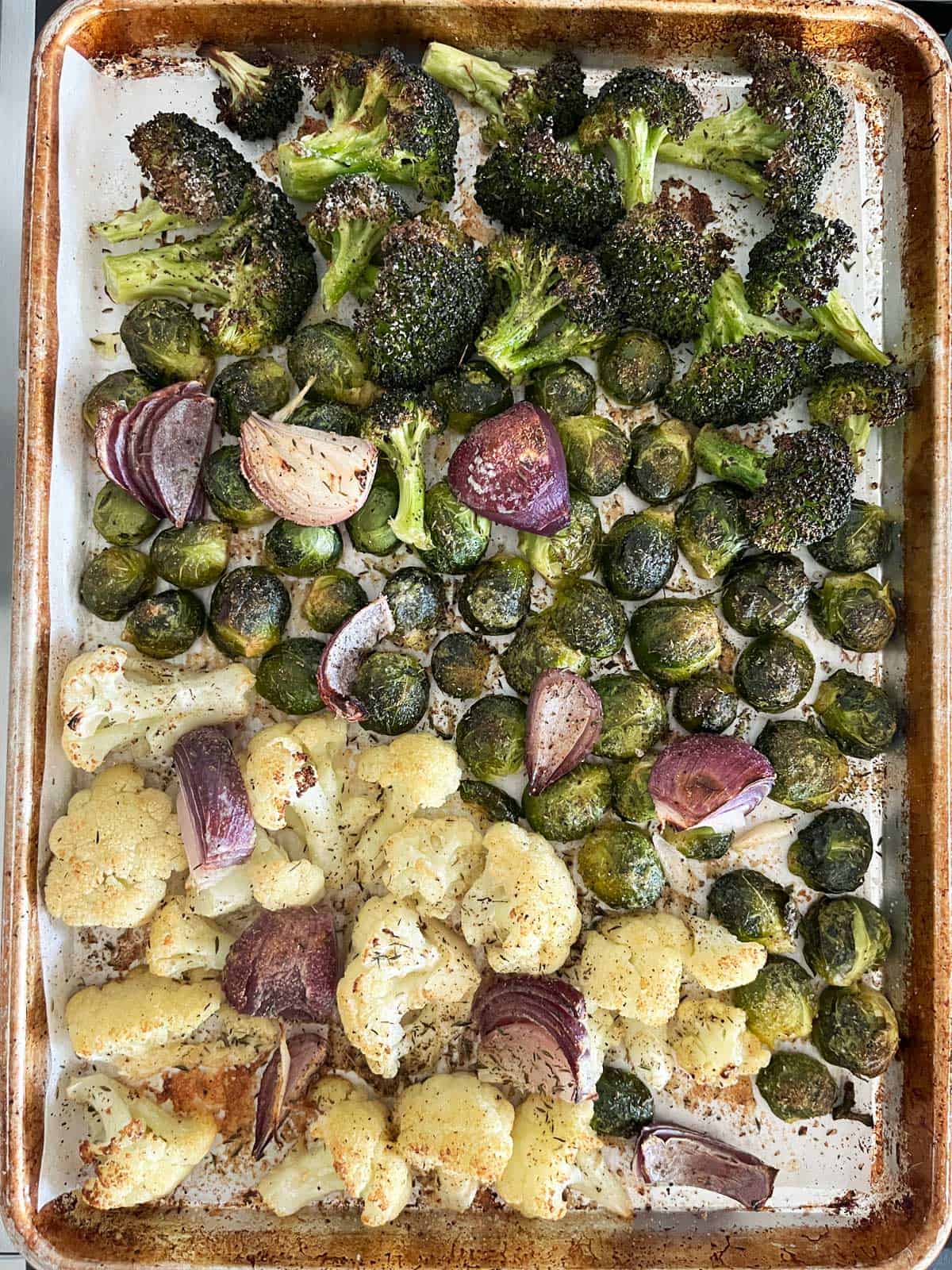 Roasted vegetables without peppers.