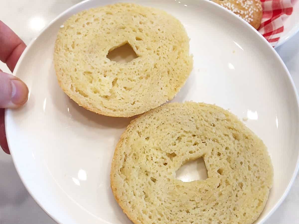 The bagels have an airy texture.