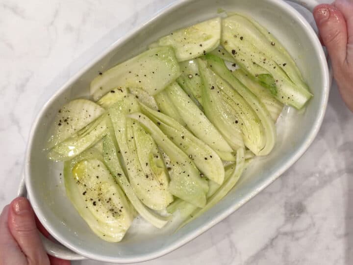 The fennel was seasoned with salt and pepper.