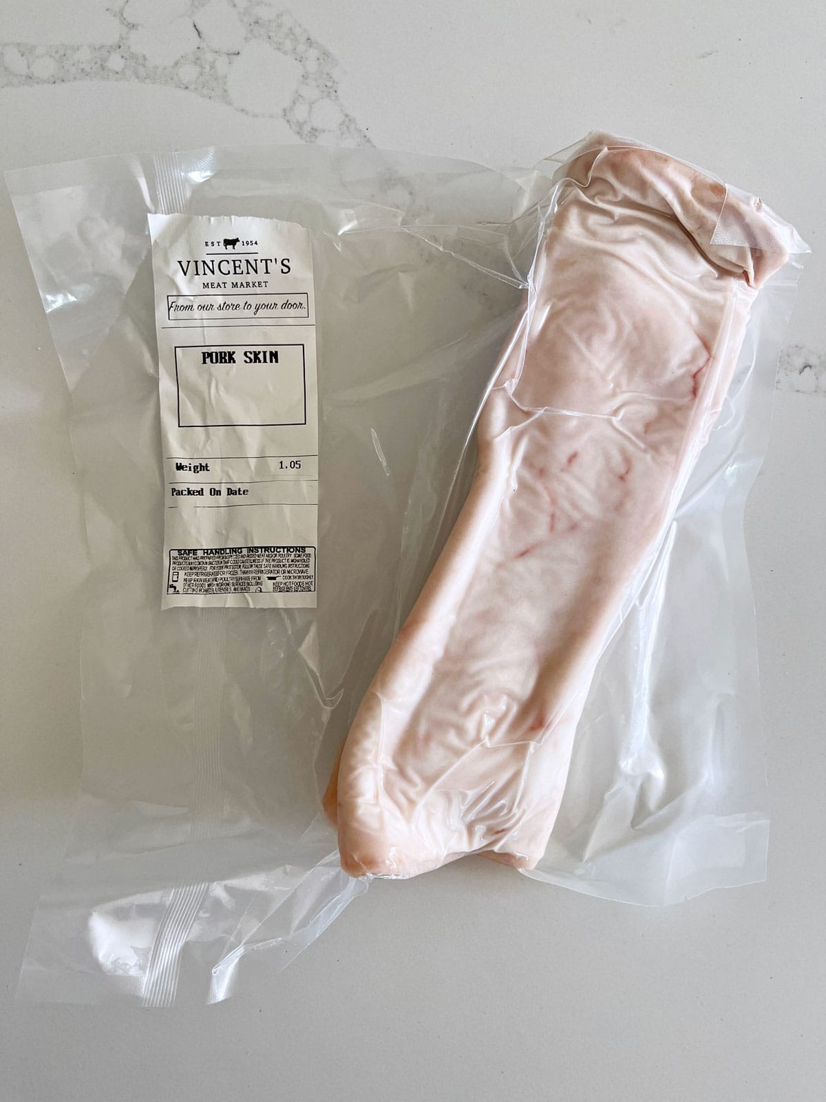 Packaged pork skin.