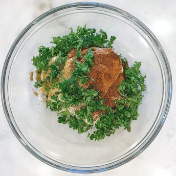 Greek yogurt dip ingredients in a bowl.