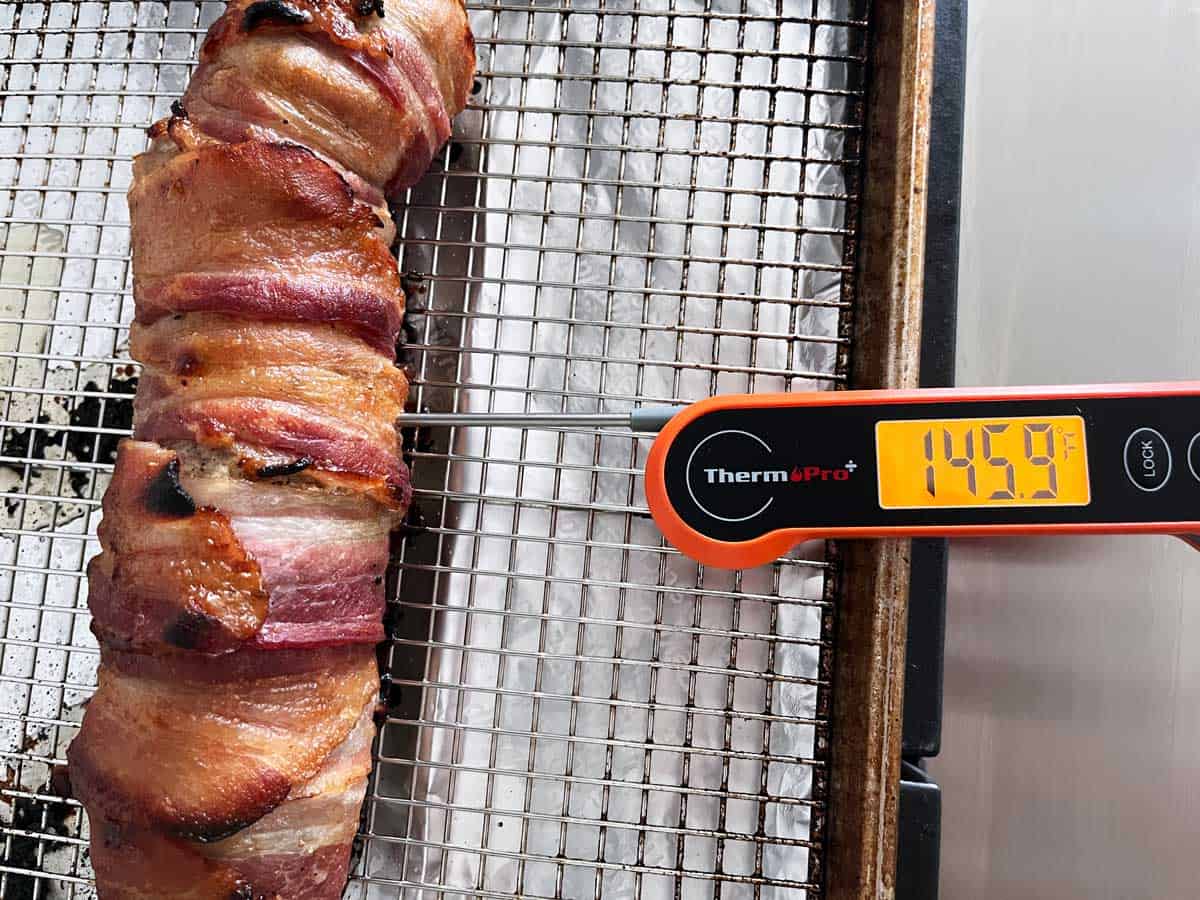 The pork has reached 145°F.