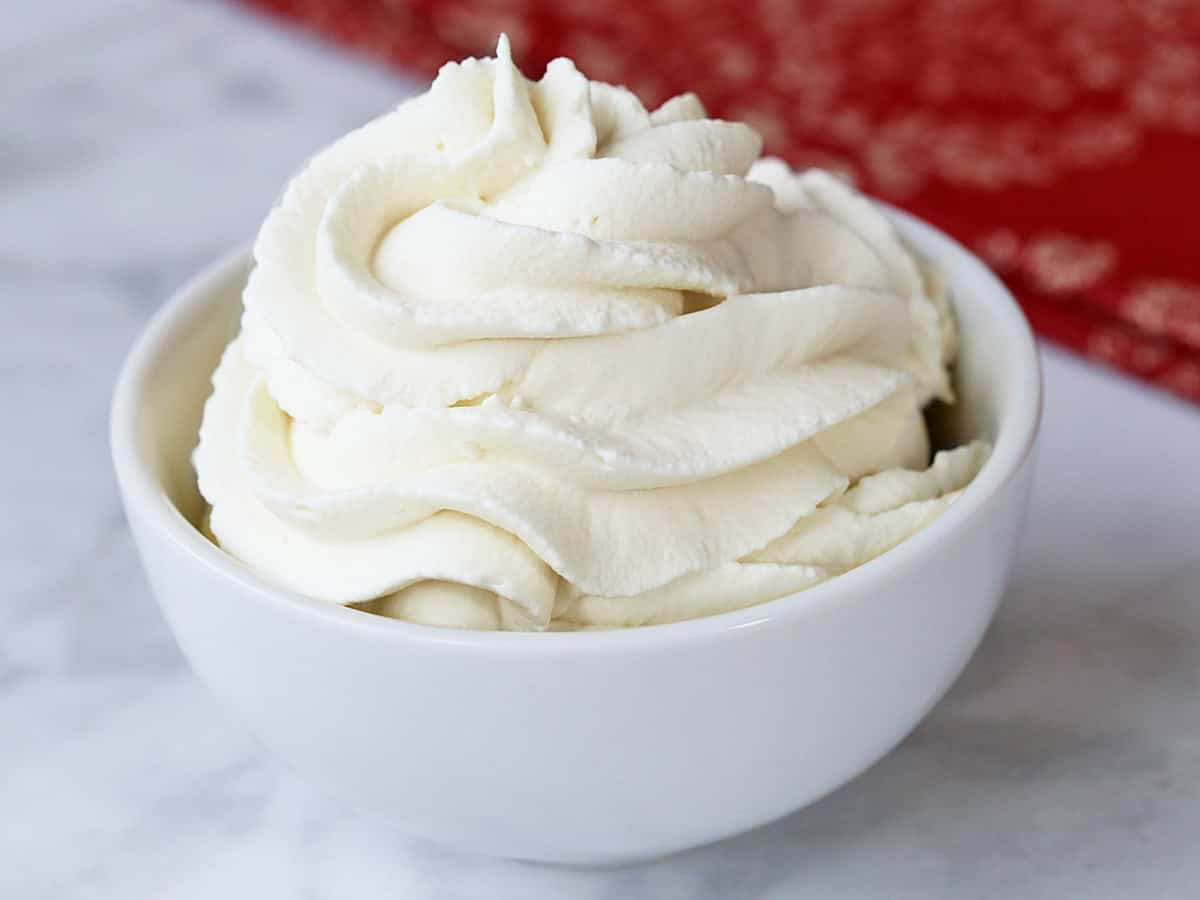 Keto whipped cream is served in a bowl.
