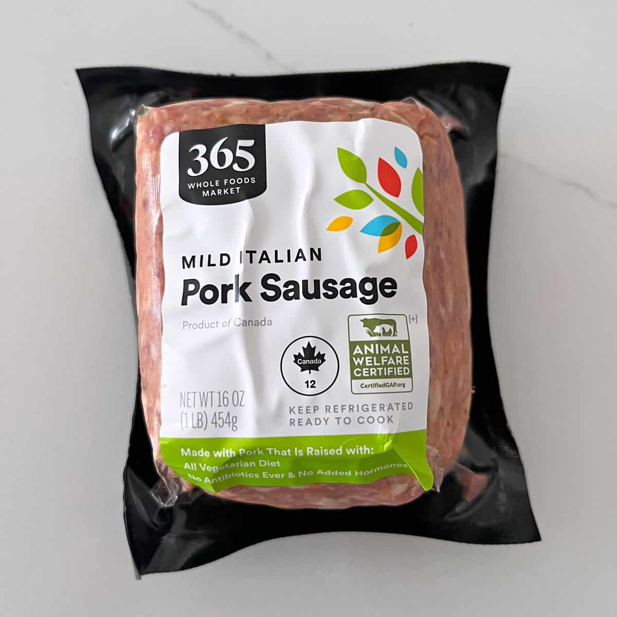 A package of pork sausage.