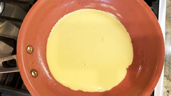 The batter was poured into the skillet.