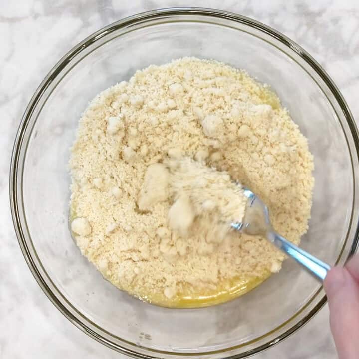 Adding almond flour.